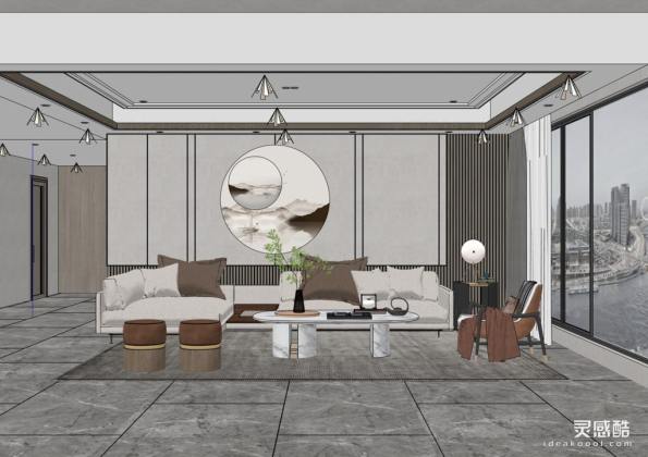 新中式客厅 沙发茶几组合丨