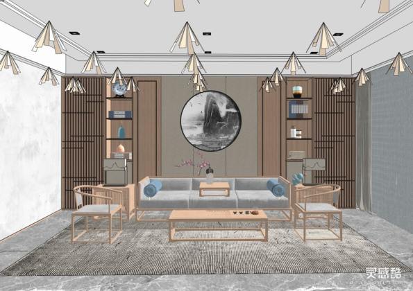 新中式客厅 沙发茶几组合丨