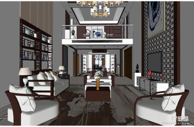 精品跃层 新中式客厅丨