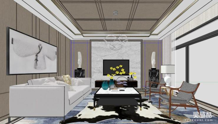 新中式客厅 沙发茶几组合丨