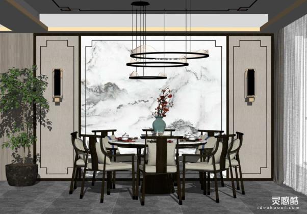 新中式餐厅 餐桌餐椅组合丨