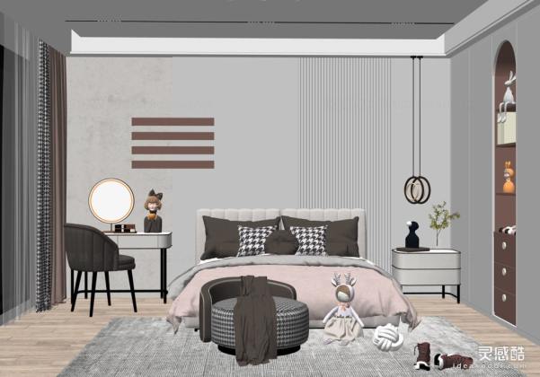 儿童房 现代家居卧室 床头柜丨