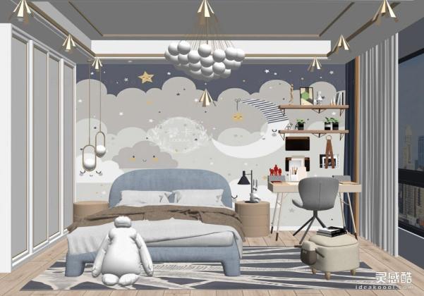 儿童房 现代家居卧室 床头柜丨