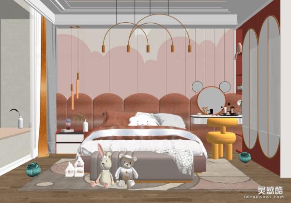 儿童房 现代家居卧室 床头柜丨