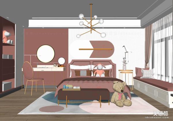 儿童房 现代家居卧室 床头柜丨