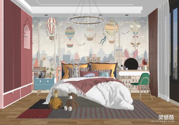 儿童房 现代家居卧室 床头柜丨