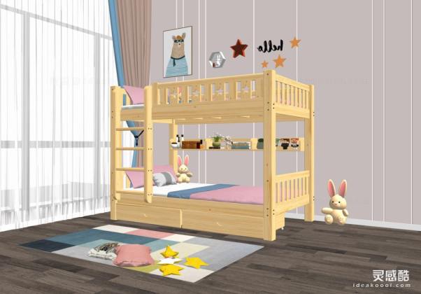 儿童房 现代家居卧室 上下床丨