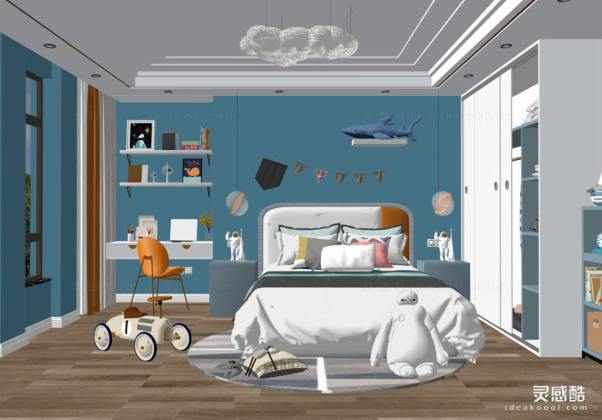 儿童房 现代家居卧室 床头柜丨