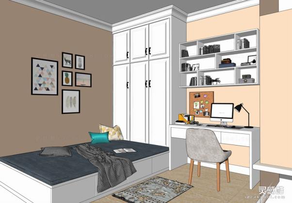 儿童房 现代家居卧室 书桌丨