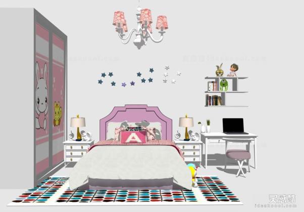 欧式儿童房 现代家居卧室 床头柜丨