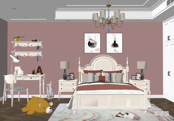 欧式儿童房 现代家居卧室 床头柜丨
