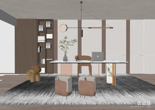 书房 书桌 书架 吊灯丨