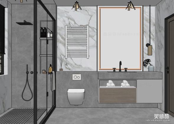 现代北欧卫生间 浴室 洗手台 马桶丨