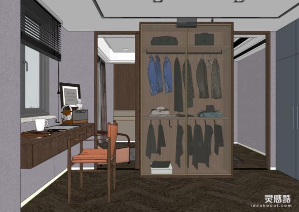 现代衣帽间 服装衣服 衣柜丨