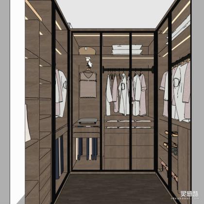 现代衣帽间 服装衣服 衣柜丨