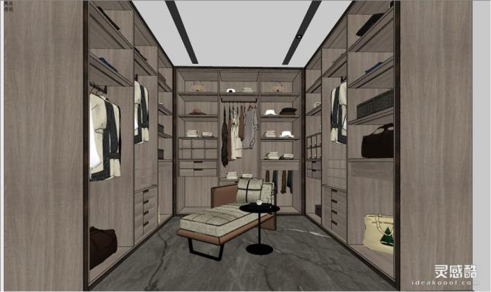 新中式衣帽间 服装衣服 衣柜丨