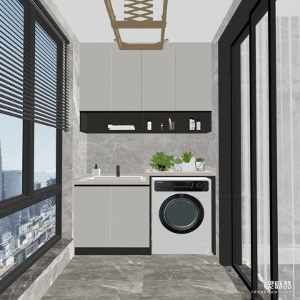 阳台 洗衣机 洗手台丨