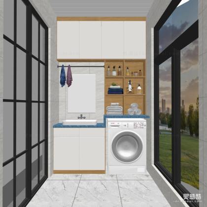阳台 洗衣机 洗手台丨