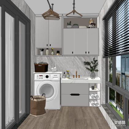 阳台 洗衣机 洗手台丨