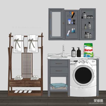 阳台洗衣机洗手台丨
