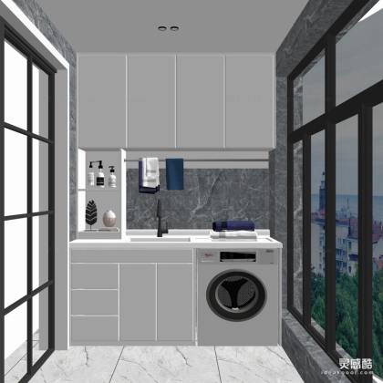 阳台 洗衣机 洗手台丨