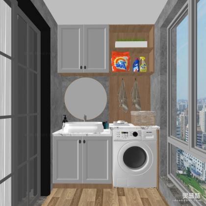 阳台 洗衣机 洗手台丨