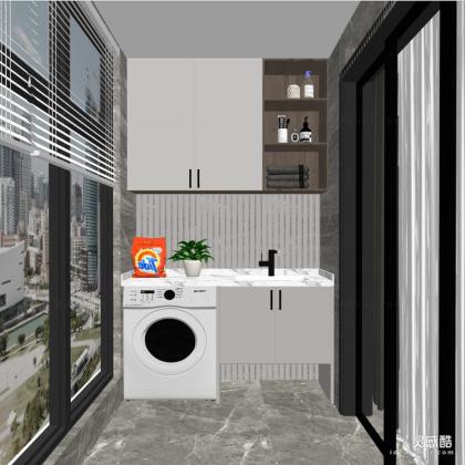 阳台 洗衣机 洗手台丨