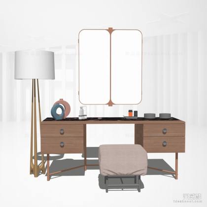 梳妆台 镜子 落地灯 花瓶丨