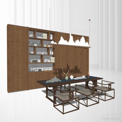 新中式办公室办公桌椅组合 办公椅丨