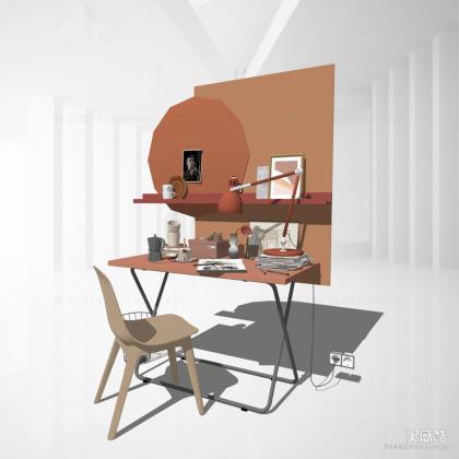 书桌座椅组合 台灯丨