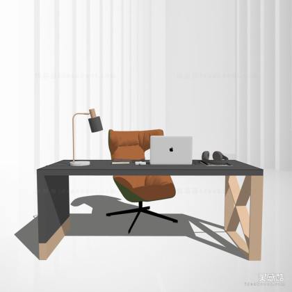 书桌 电脑桌椅组合 台灯 笔记本丨