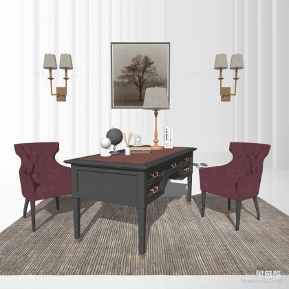 欧式书桌座椅组合丨