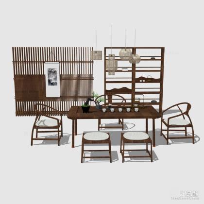 禅意中式泡茶桌椅组合丨