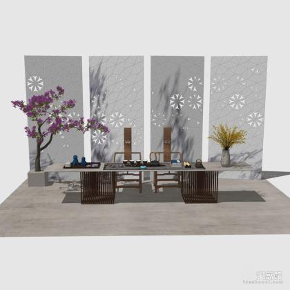 禅意中式泡茶桌椅组合丨