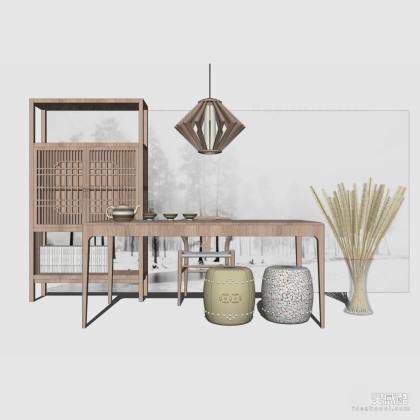 禅意中式泡茶桌椅组合丨