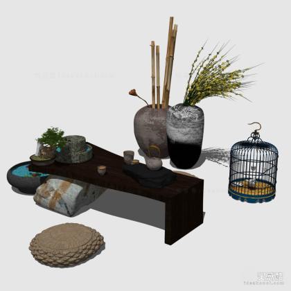 禅意中式泡茶桌椅组合丨