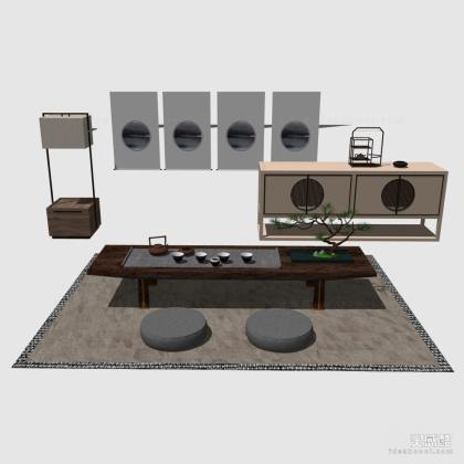 禅意中式泡茶桌椅组合丨