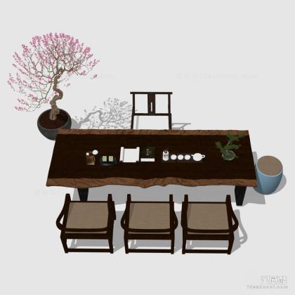 禅意中式泡茶桌椅组合丨