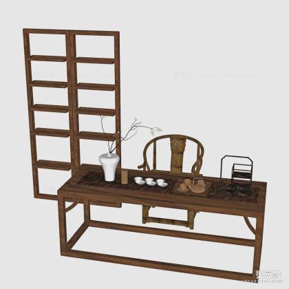 禅意中式泡茶桌椅组合丨