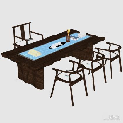 禅意中式泡茶桌椅组合丨