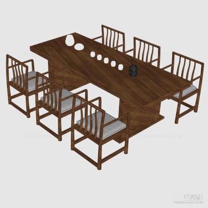 禅意中式泡茶桌椅组合丨