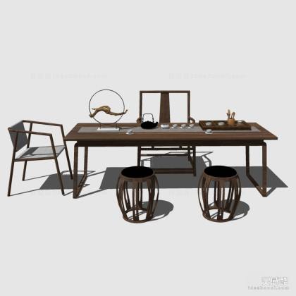 禅意中式泡茶桌椅组合丨