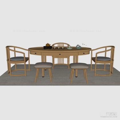 禅意中式泡茶桌椅组合