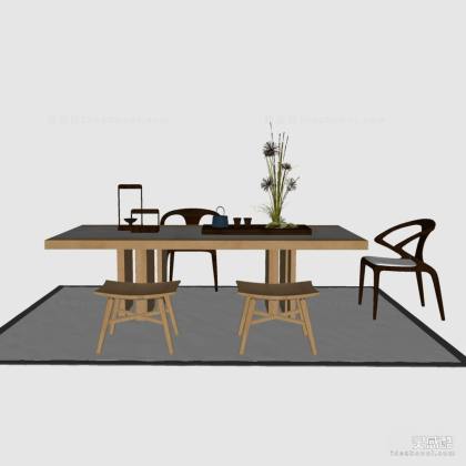 禅意中式泡茶桌椅组合丨