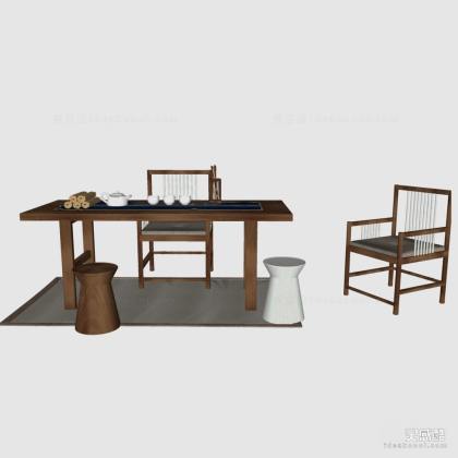 禅意中式泡茶桌椅组合丨