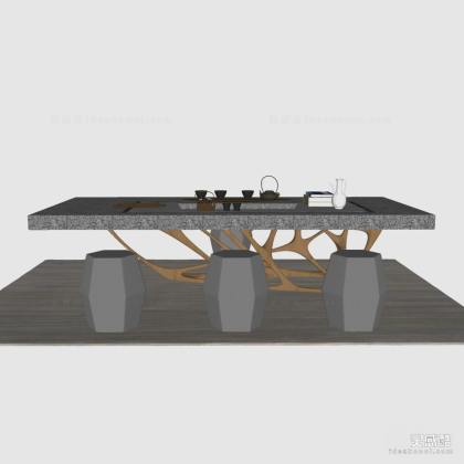 禅意中式泡茶桌椅组合丨