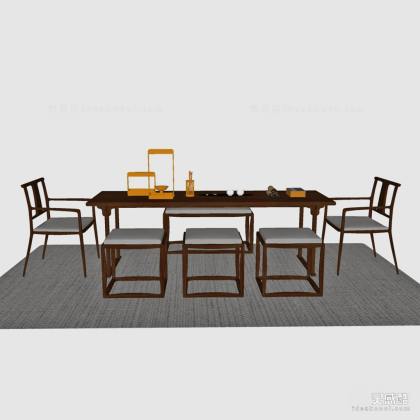 禅意中式泡茶桌椅组合丨