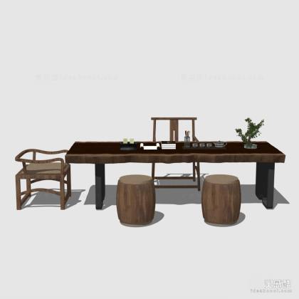 禅意中式泡茶桌椅组合丨