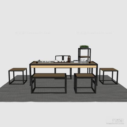 禅意中式泡茶桌椅组合丨