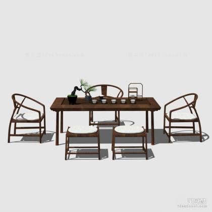 禅意中式泡茶桌椅组合丨